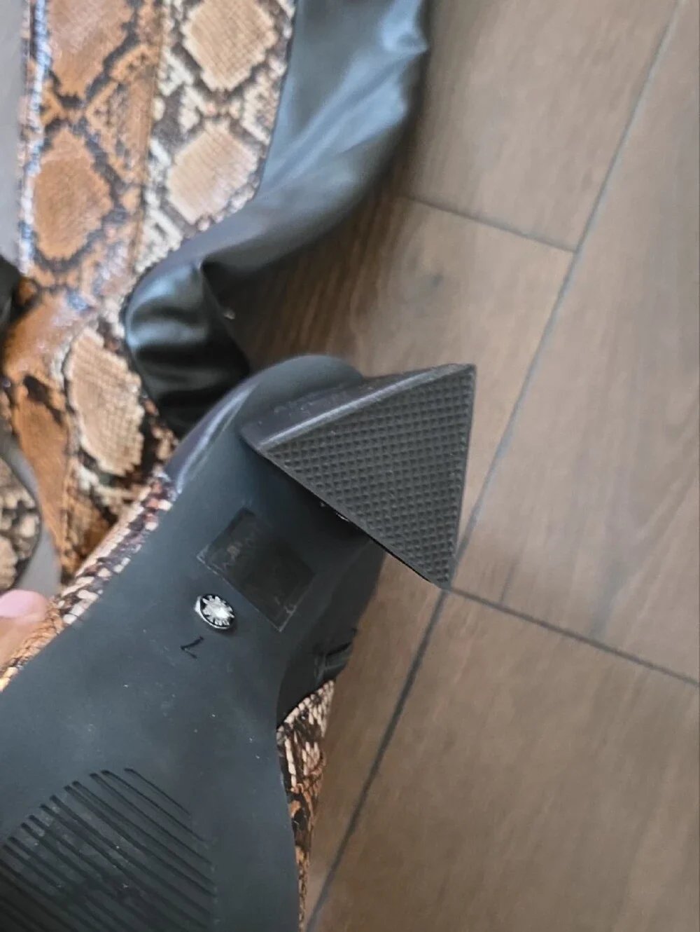 Akira Over-the-Knee Snake‎ Print and Black Block Heel Boots NWT